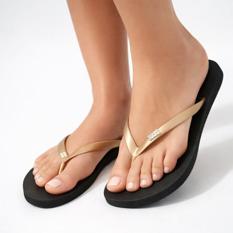 Produktbild 2 på Antwerp - Svart & Guld flip-flops i storlek 37/38