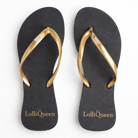 Produktbild 4 på Antwerp - Svart & Guld flip-flops i storlek 37/38