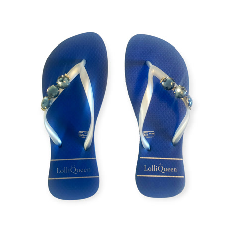 Produktbild 5 på Santorini - Blå & Silver flip-flops i storlek 37/38